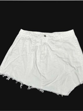 White Assymetrical Jean skirt